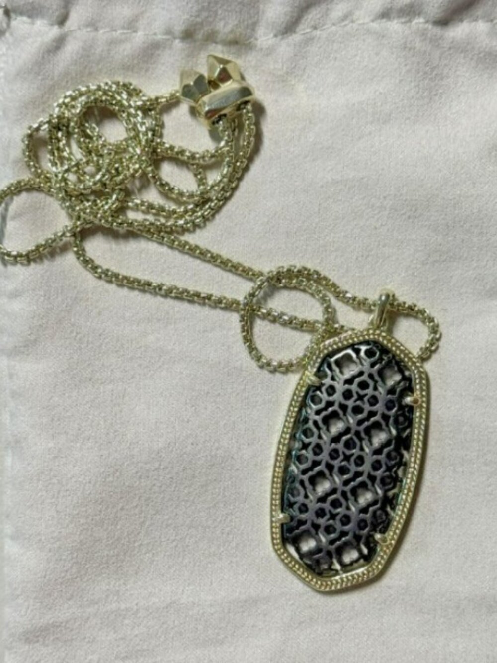 Kendra Scott 30" Long Filigree Mix Gunmetal and Gold Necklace adjustable